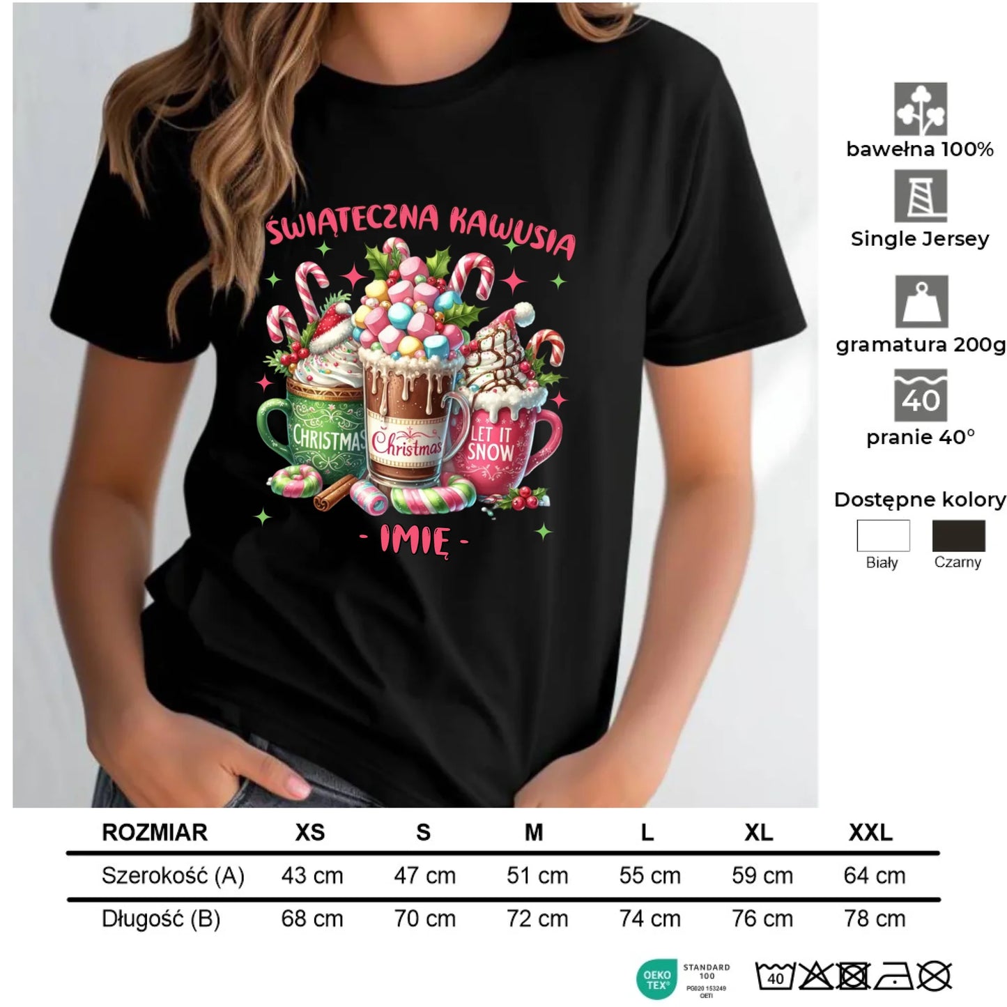 Koszulka damska świąteczna - Świąteczna kawusia - personalizowana BN29 - StoryCups.pl