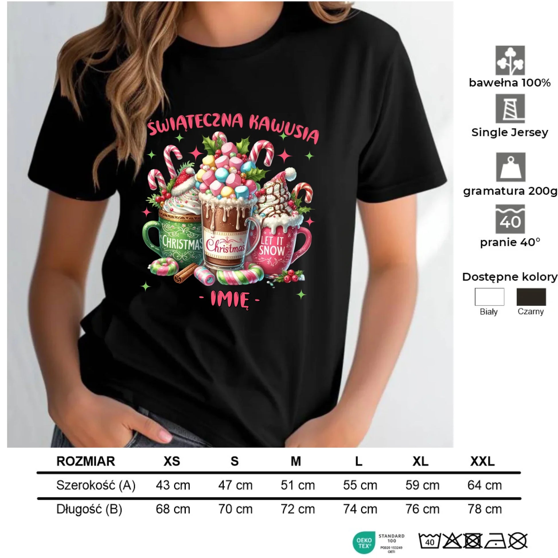 Koszulka damska świąteczna - Świąteczna kawusia - personalizowana BN29 - StoryCups.pl