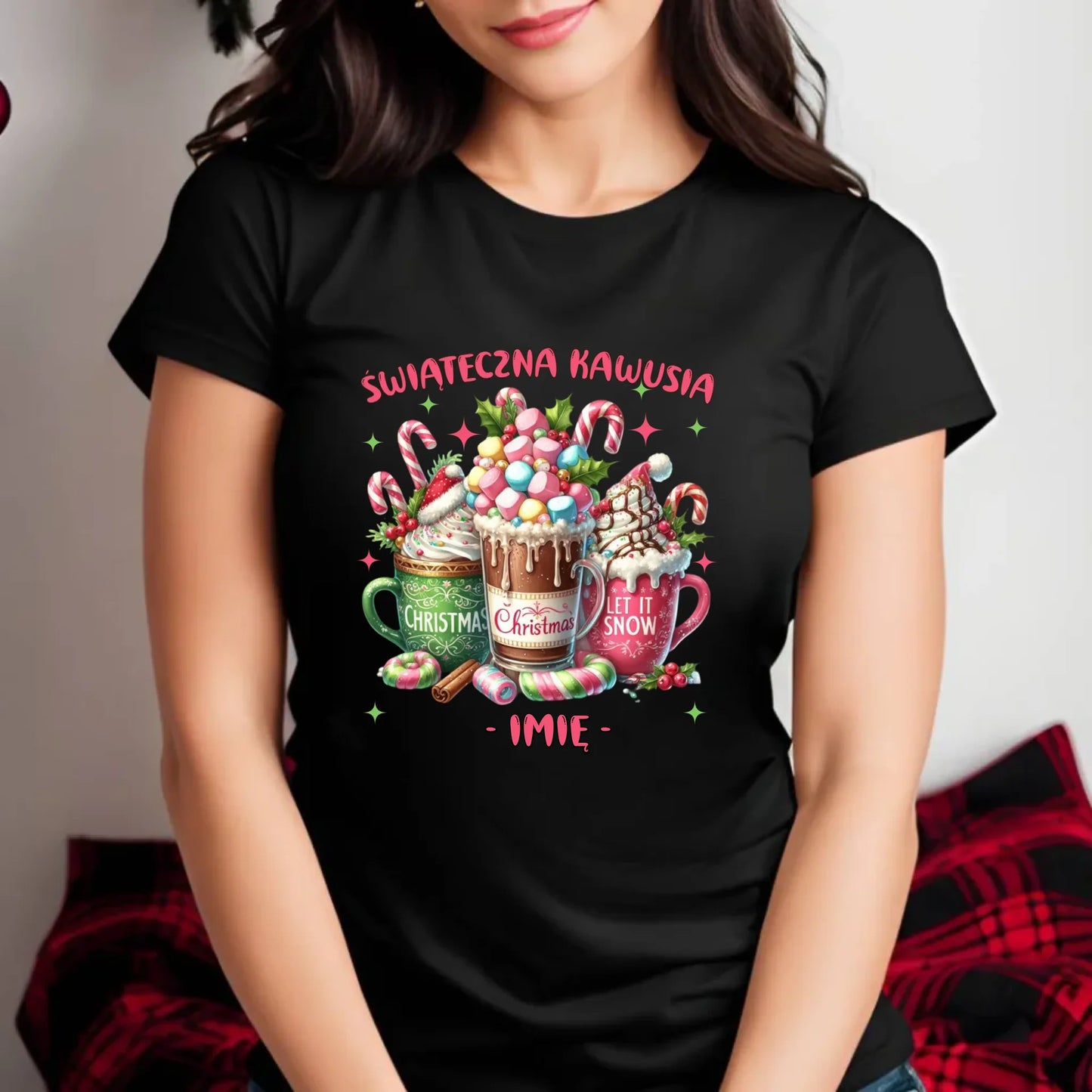 Koszulka damska świąteczna - Świąteczna kawusia - personalizowana BN29 - StoryCups.pl