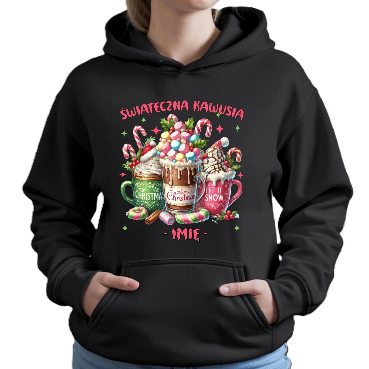 Bluza damska z kapturem świąteczna - Świąteczna kawusia - personalizowana BN29 - StoryCups.pl