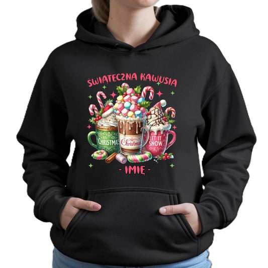 Bluza damska z kapturem świąteczna - Świąteczna kawusia - personalizowana BN29 - StoryCups.pl