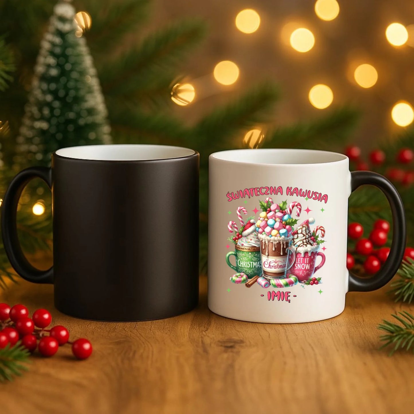 Kubek magiczny świąteczny - Świąteczna kawusia - personalizowany BN29 - StoryCups.pl