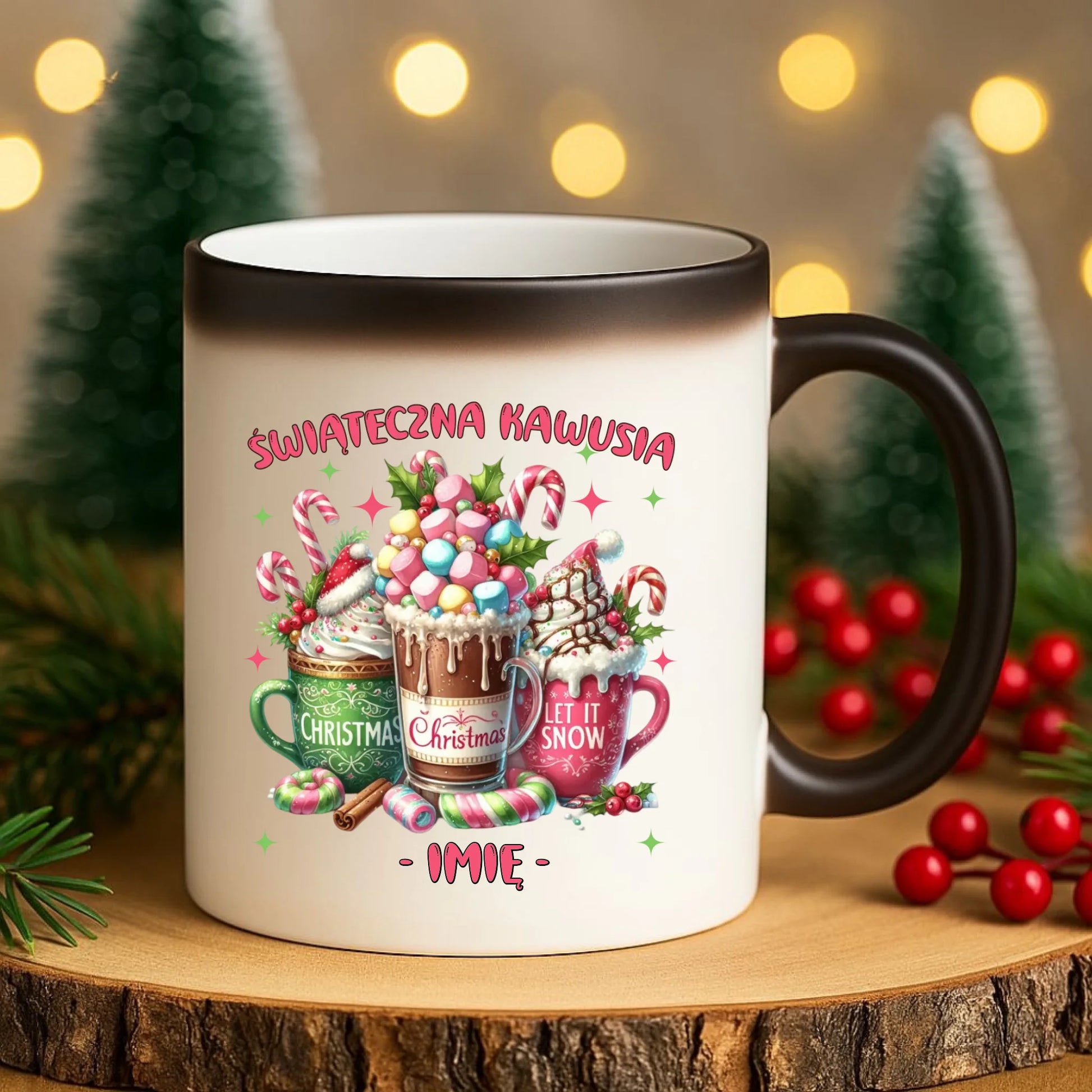 Kubek magiczny świąteczny - Świąteczna kawusia - personalizowany BN29 - StoryCups.pl
