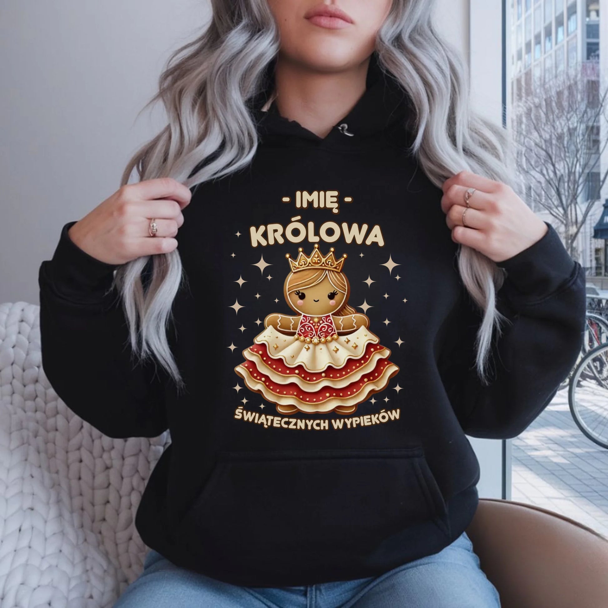 Bluza damska z kapturem świąteczna - Królowa świątecznych wypieków - personalizowana BN28 - StoryCups.pl