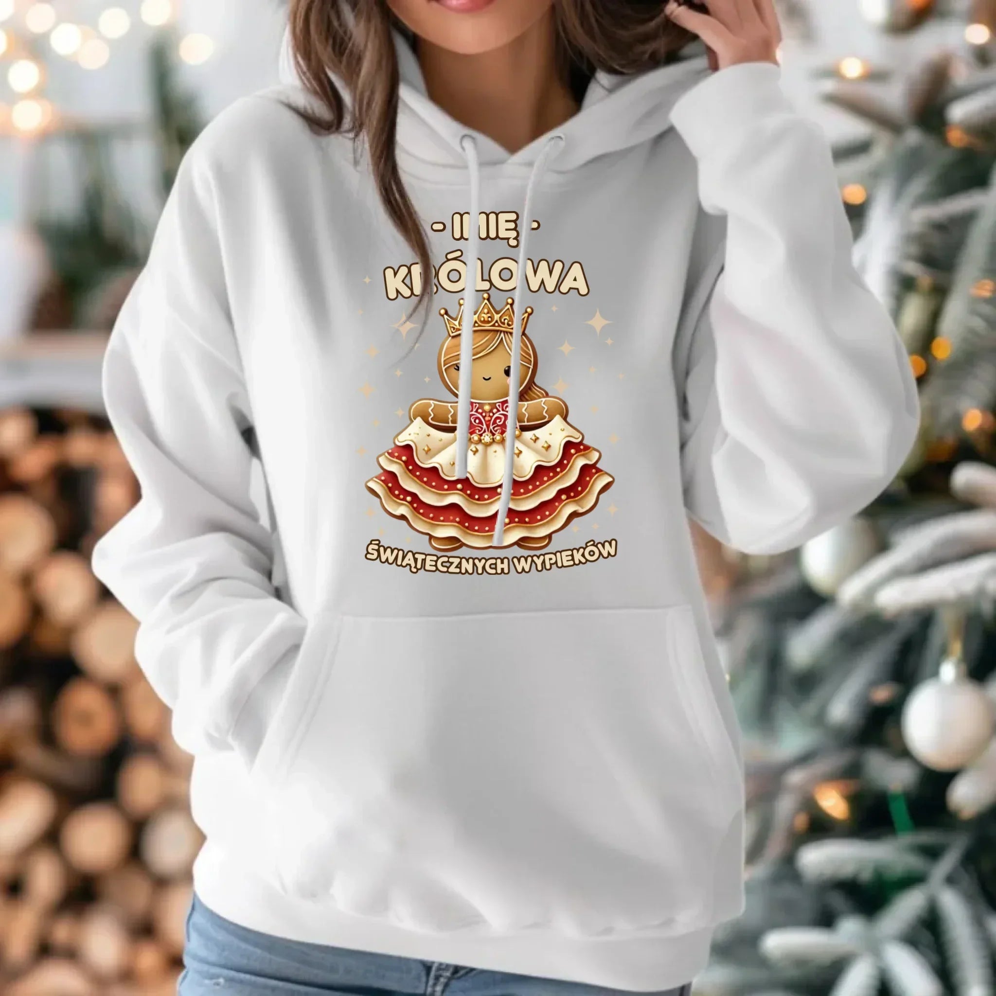 Bluza damska z kapturem świąteczna - Królowa świątecznych wypieków - personalizowana BN28 - StoryCups.pl