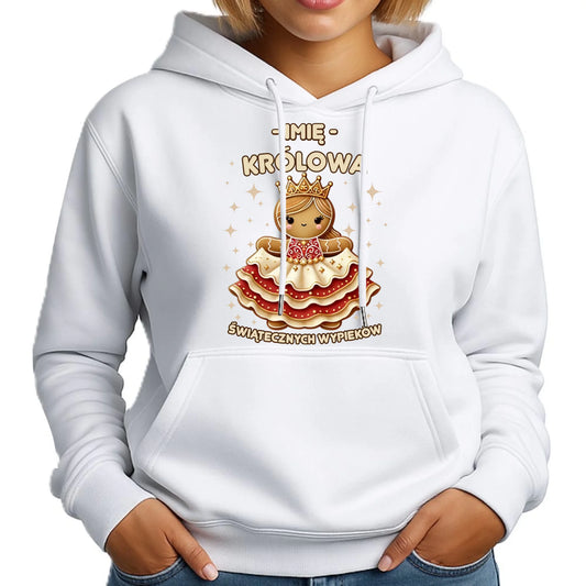 Bluza damska z kapturem świąteczna - Królowa świątecznych wypieków - personalizowana BN28 - StoryCups.pl
