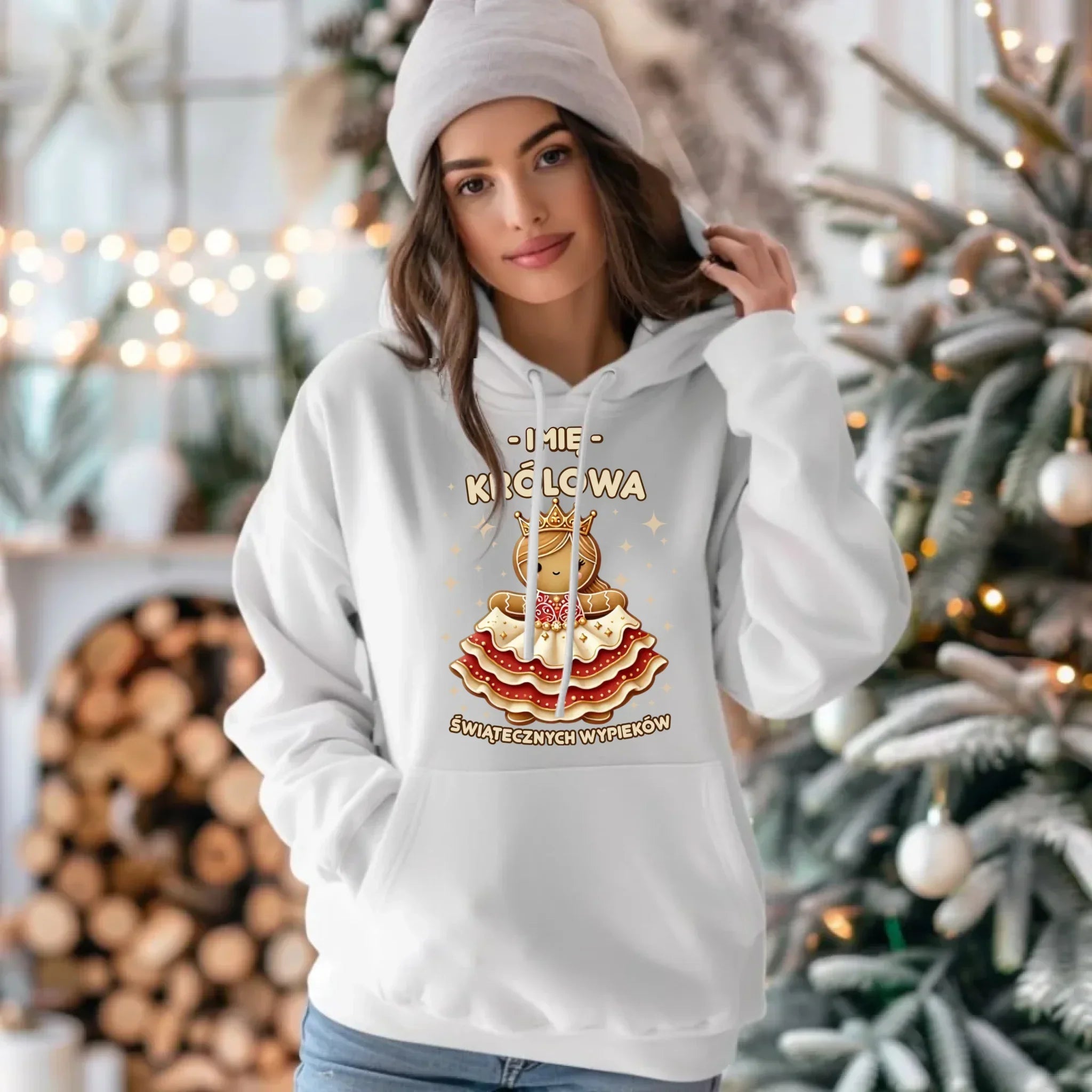 Bluza damska z kapturem świąteczna - Królowa świątecznych wypieków - personalizowana BN28 - StoryCups.pl