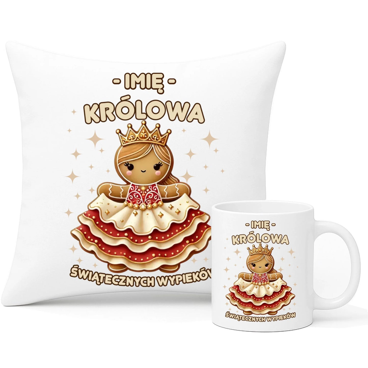 Zestaw poduszka i kubek świąteczny - Królowa świątecznych wypieków - personalizowany BN28 - StoryCups.pl