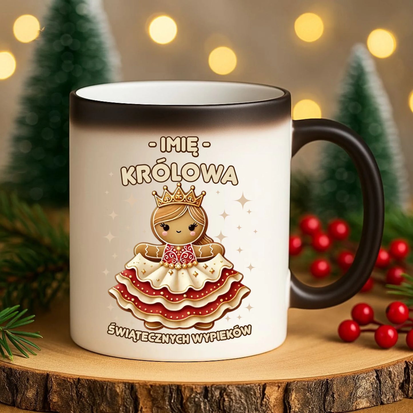 Kubek magiczny świąteczny - Królowa świątecznych wypieków - personalizowany BN28 - StoryCups.pl