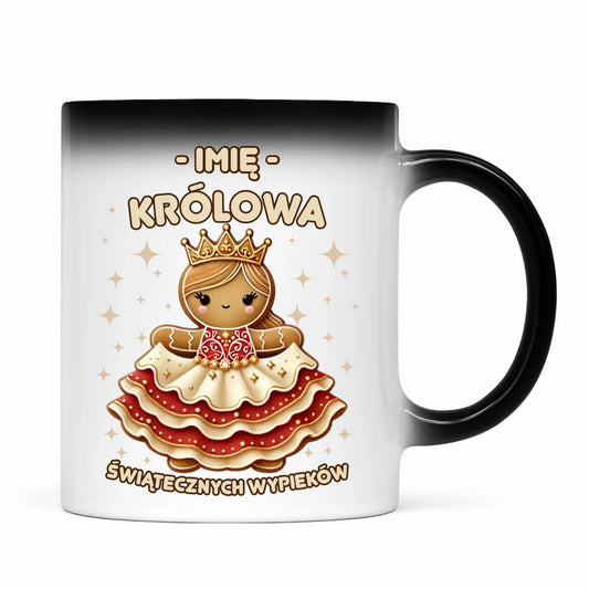 Kubek magiczny świąteczny - Królowa świątecznych wypieków - personalizowany BN28 - StoryCups.pl