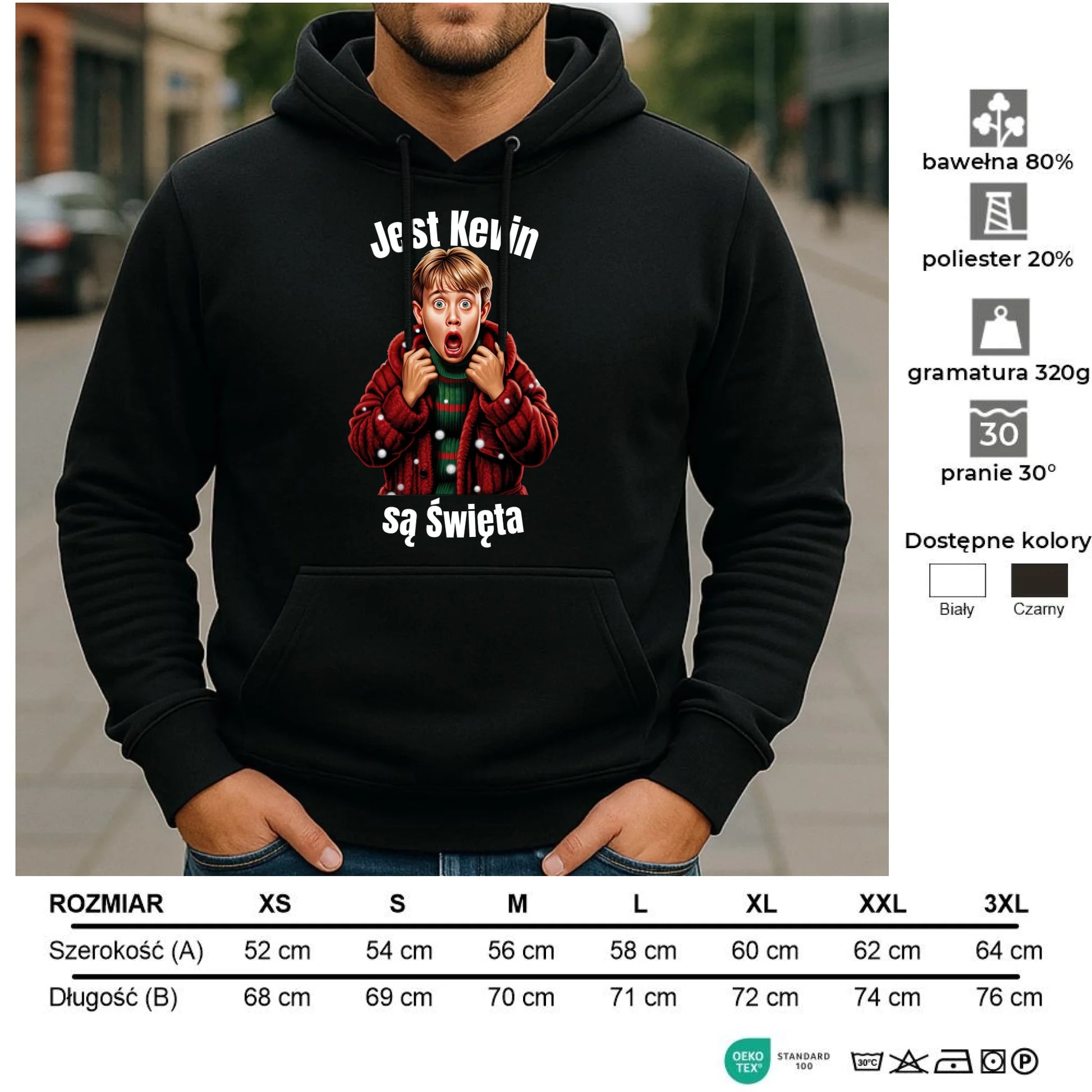 Bluza męska z kapturem świąteczna - Jest Kevin są święta BN27 - StoryCups.pl