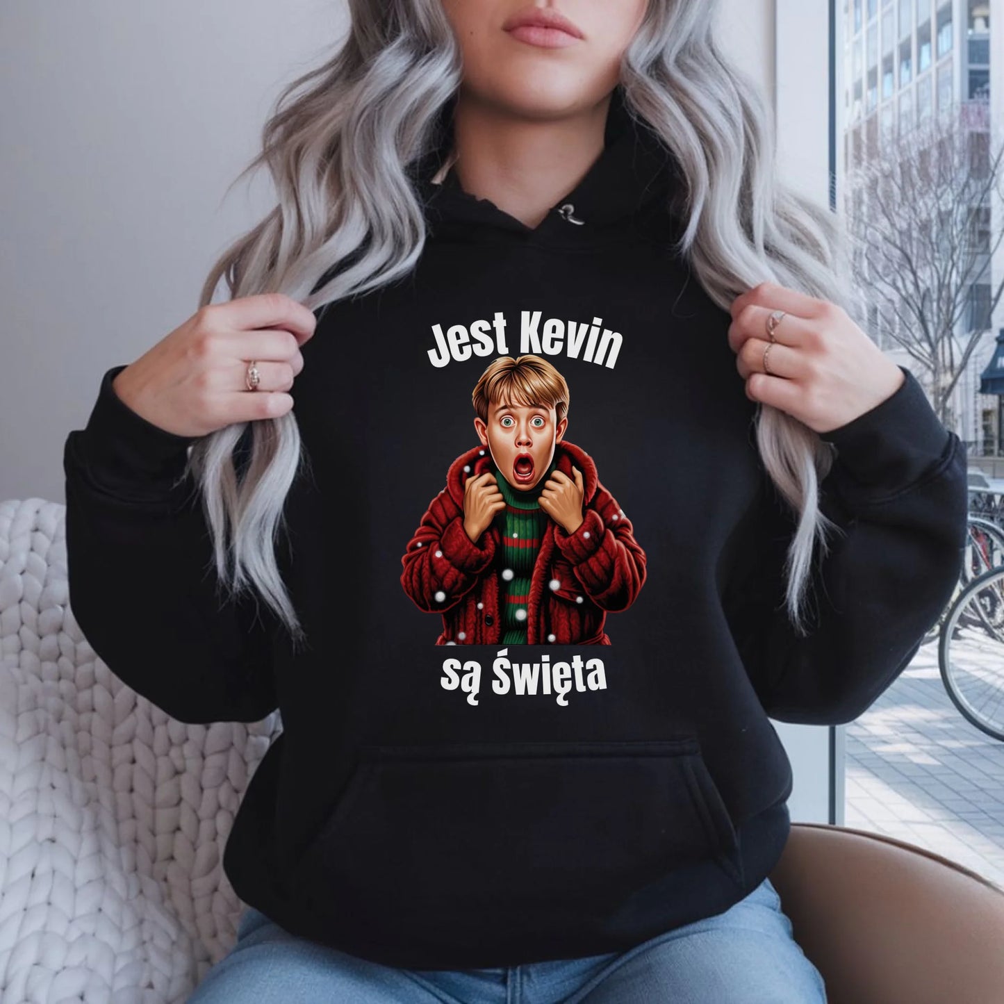 Bluza damska z kapturem świąteczna - Jest Kevin są święta BN27 - StoryCups.pl