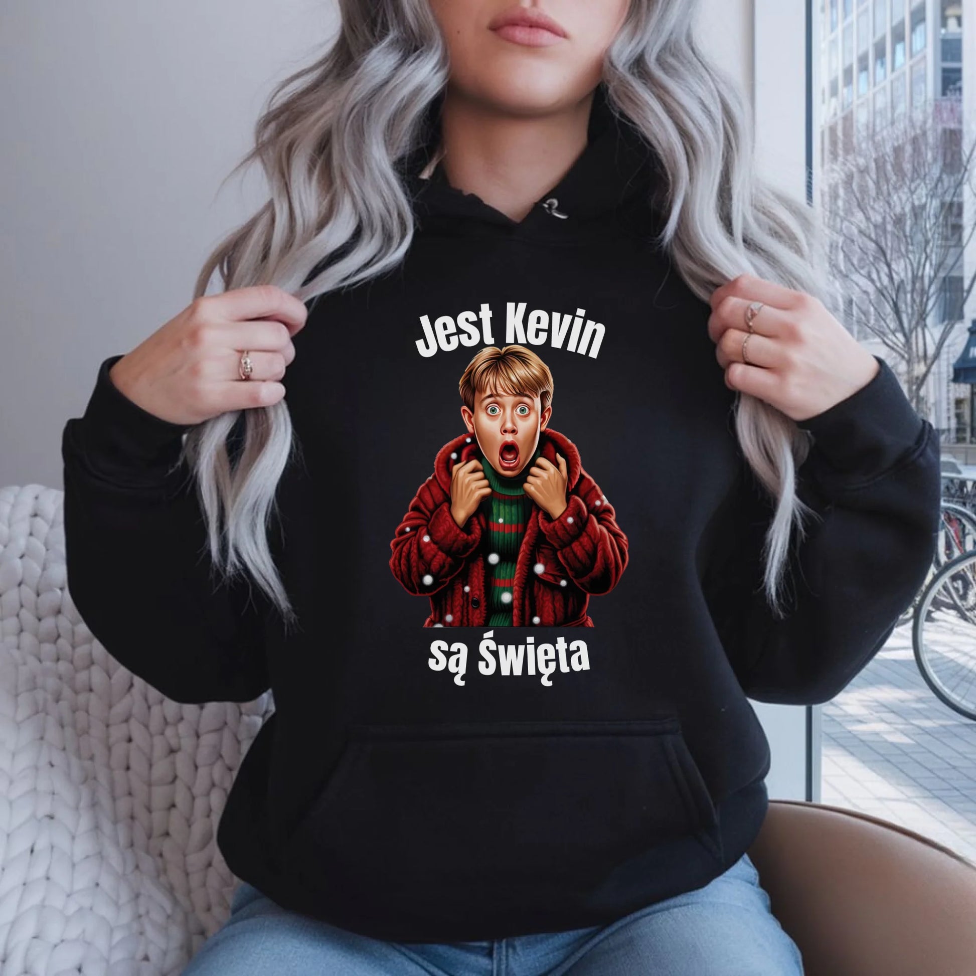 Bluza damska z kapturem świąteczna - Jest Kevin są święta BN27 - StoryCups.pl