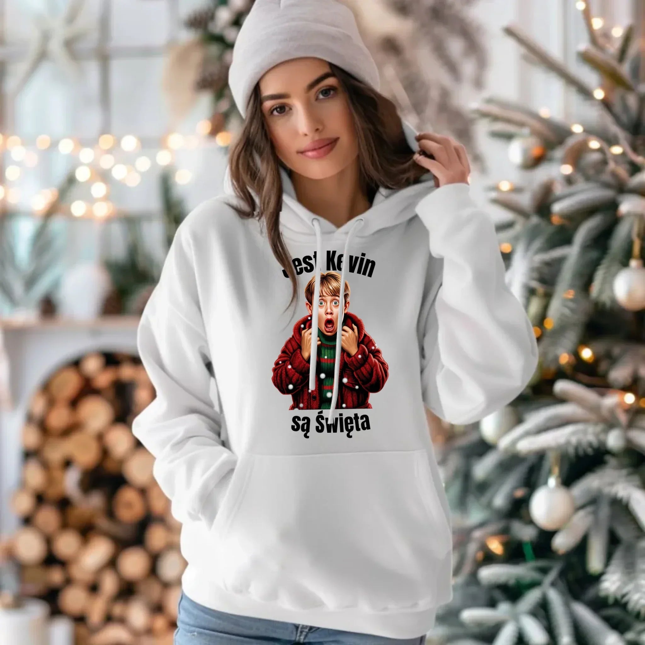 Bluza damska z kapturem świąteczna - Jest Kevin są święta BN27 - StoryCups.pl