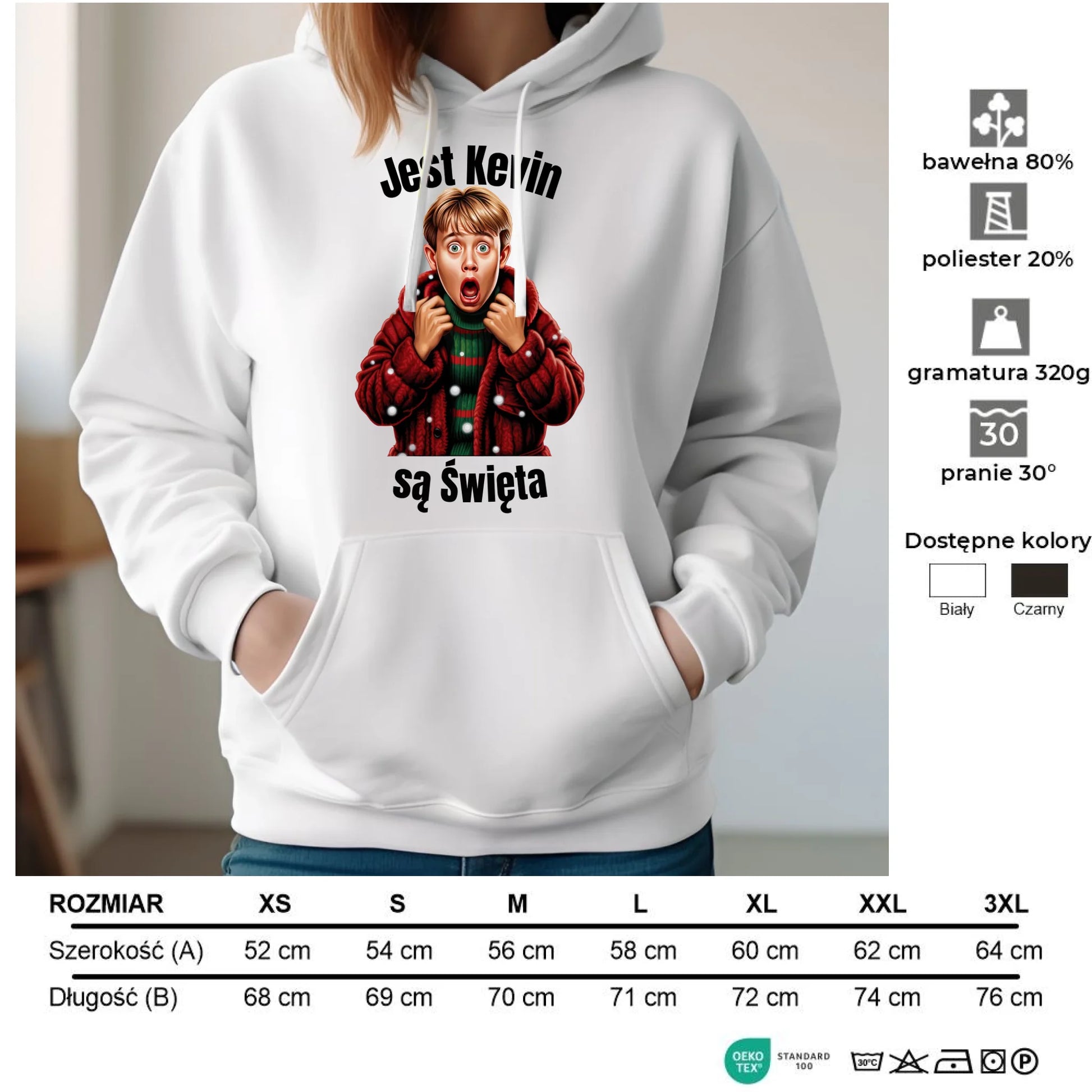 Bluza damska z kapturem świąteczna - Jest Kevin są święta BN27 - StoryCups.pl