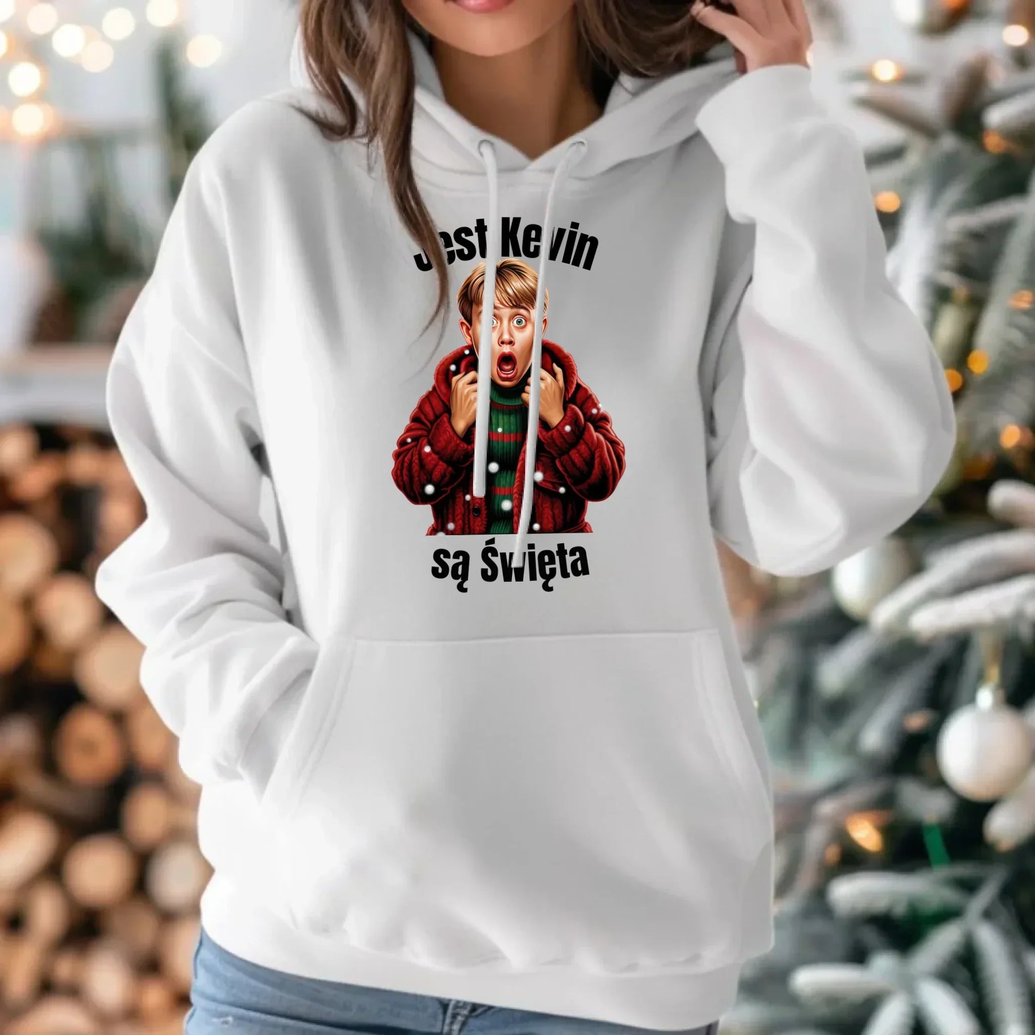 Bluza damska z kapturem świąteczna - Jest Kevin są święta BN27 - StoryCups.pl