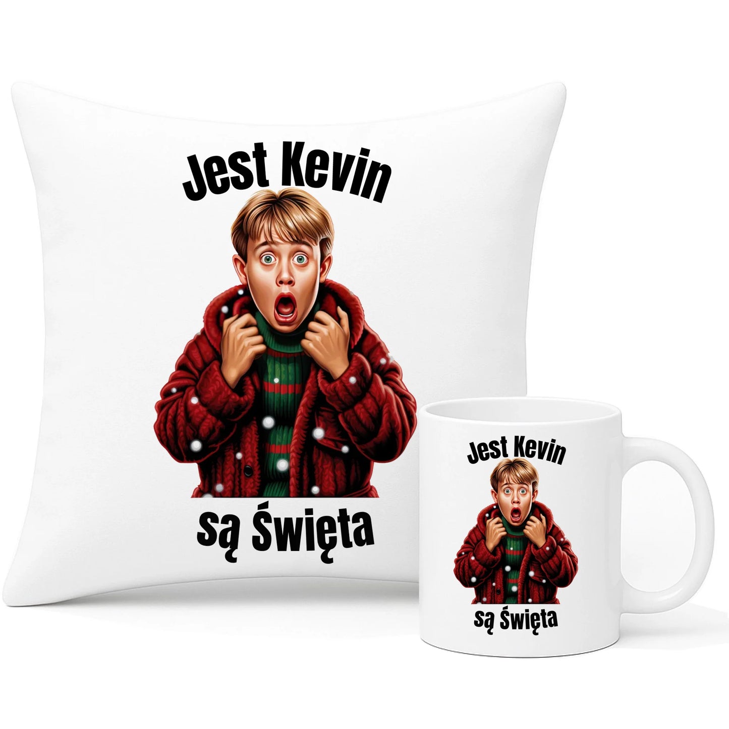 Zestaw poduszka i kubek świąteczny - Jest Kevin są święta BN27 - StoryCups.pl