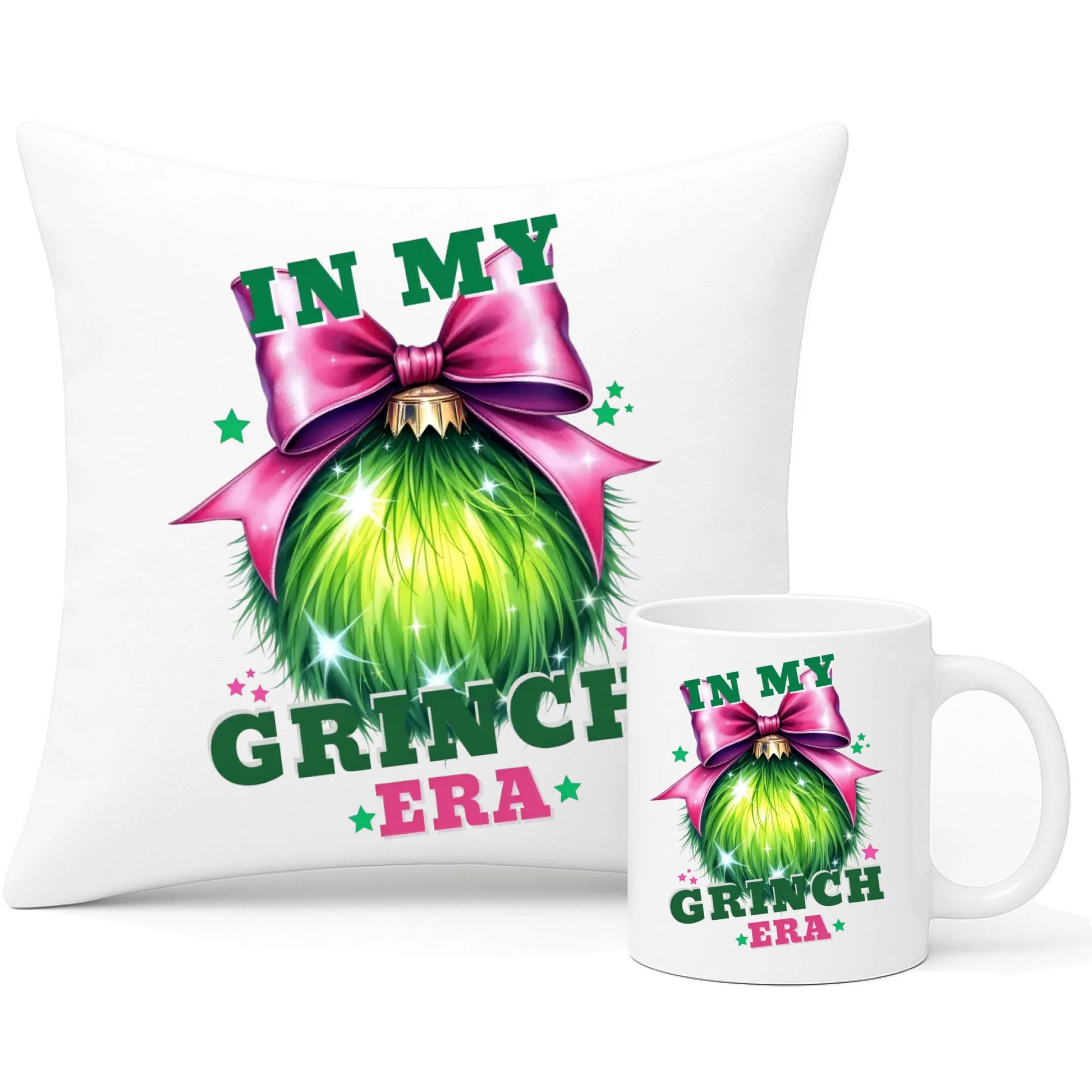 Zestaw poduszka i kubek świąteczny - In my Grinch era BN26 - StoryCups.pl