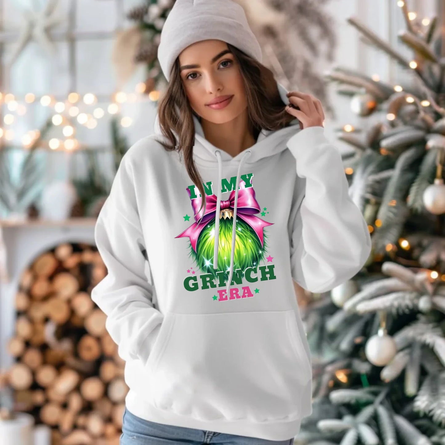 Bluza damska z kapturem świąteczna - In my Grinch era BN26 - StoryCups.pl