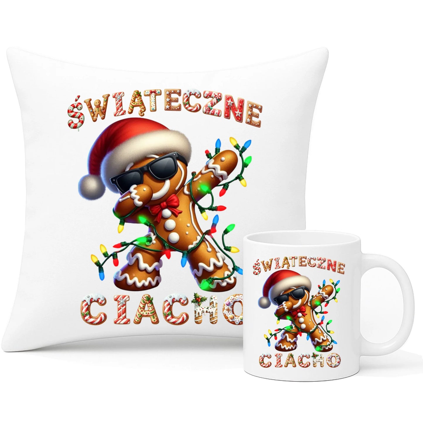 Zestaw poduszka i kubek świąteczny - Świąteczne Ciacho BN25 - StoryCups.pl