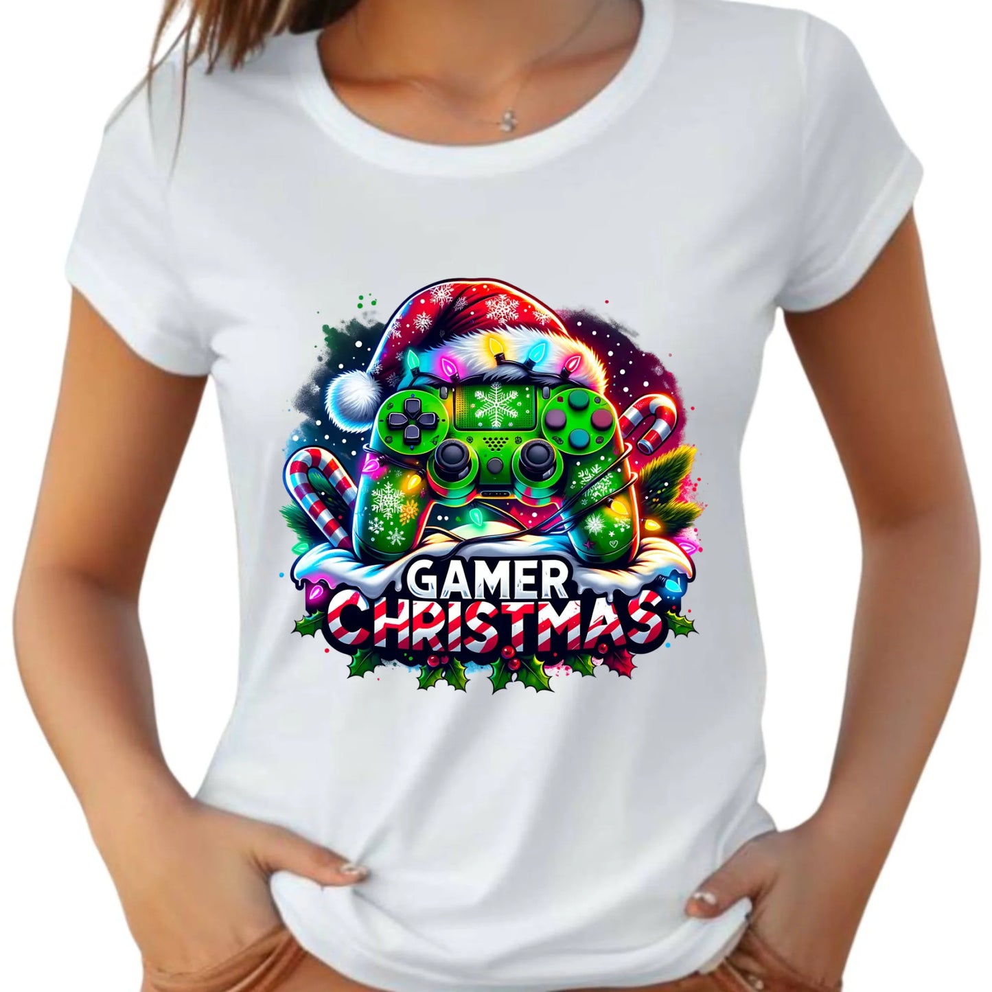 Koszulka damska świąteczna - prezent dla gracza - Christmas gamer BN22 - StoryCups.pl