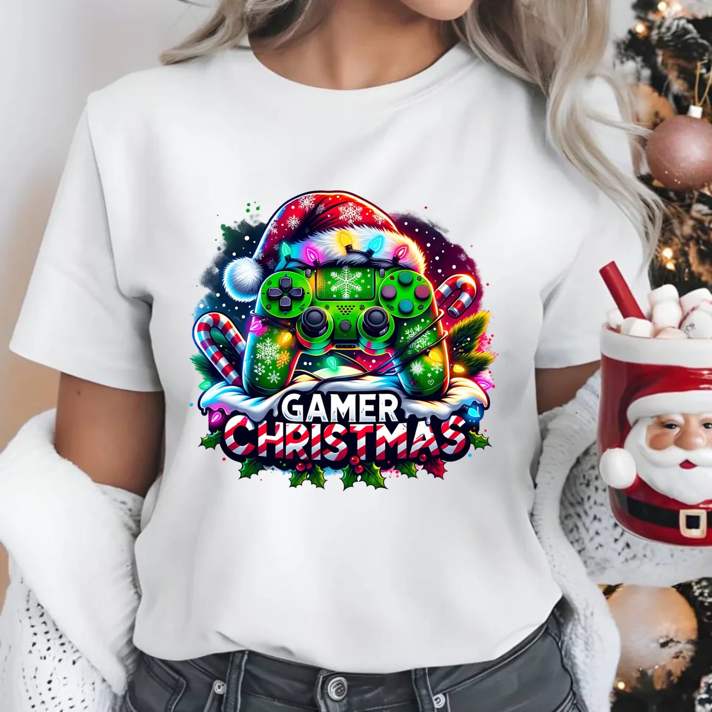 Koszulka damska świąteczna - prezent dla gracza - Christmas gamer BN22 - StoryCups.pl