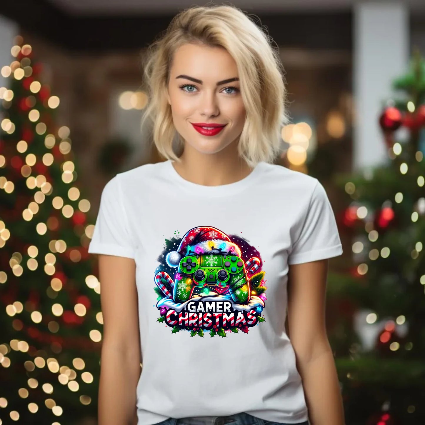 Koszulka damska świąteczna - prezent dla gracza - Christmas gamer BN22 - StoryCups.pl