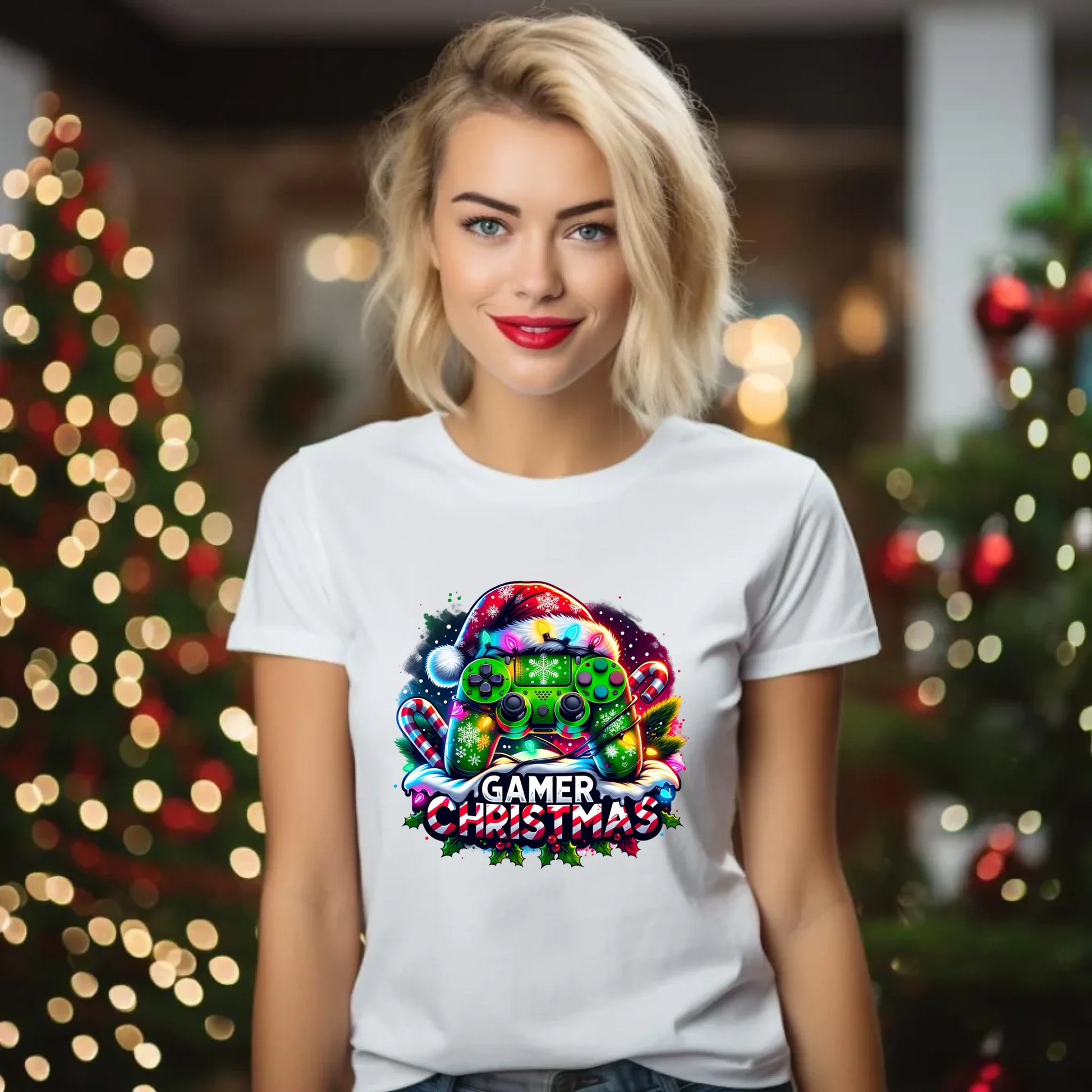 Koszulka damska świąteczna - prezent dla gracza - Christmas gamer BN22 - StoryCups.pl