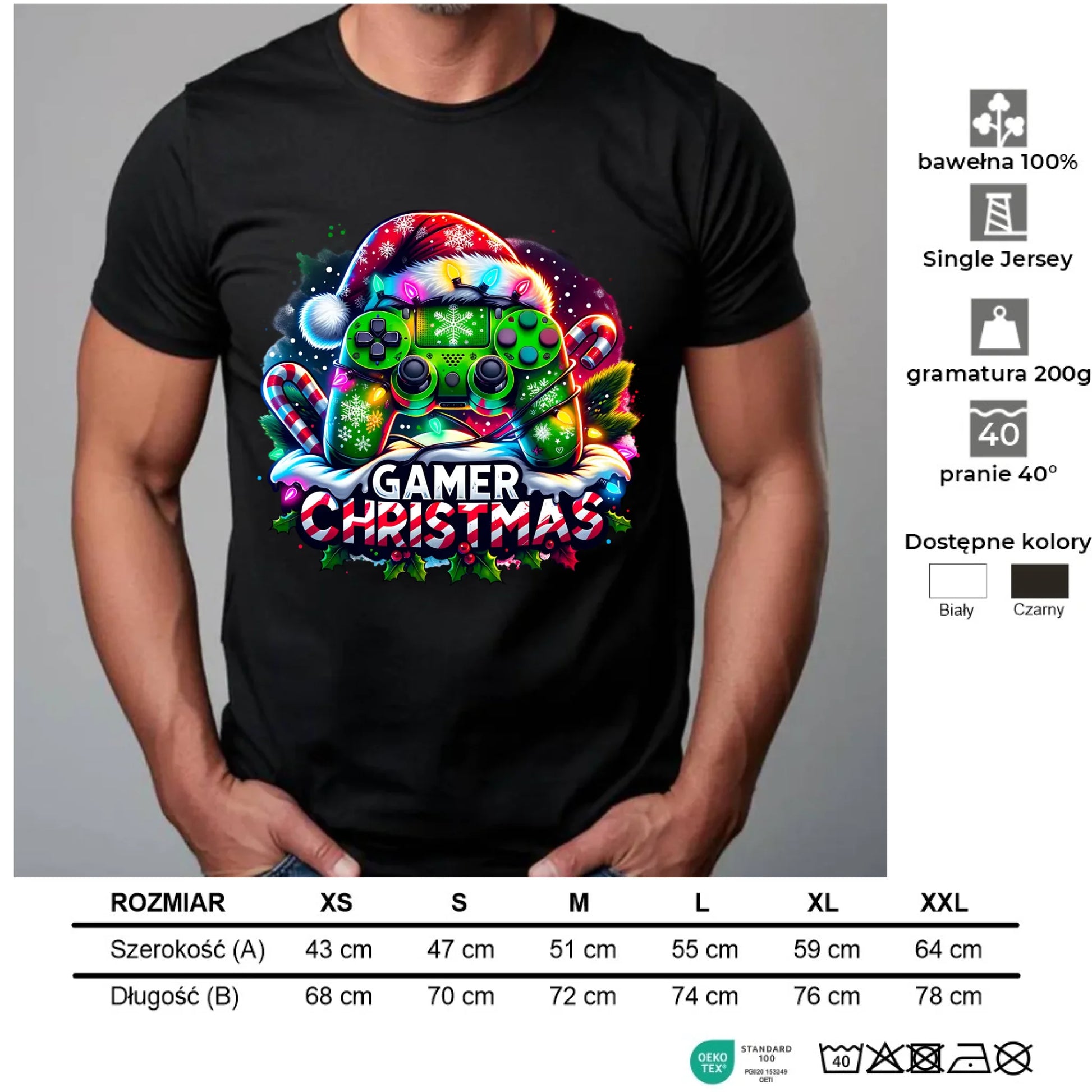 Koszulka męska świąteczna - prezent dla gracza - Christmas gamer BN22 - StoryCups.pl