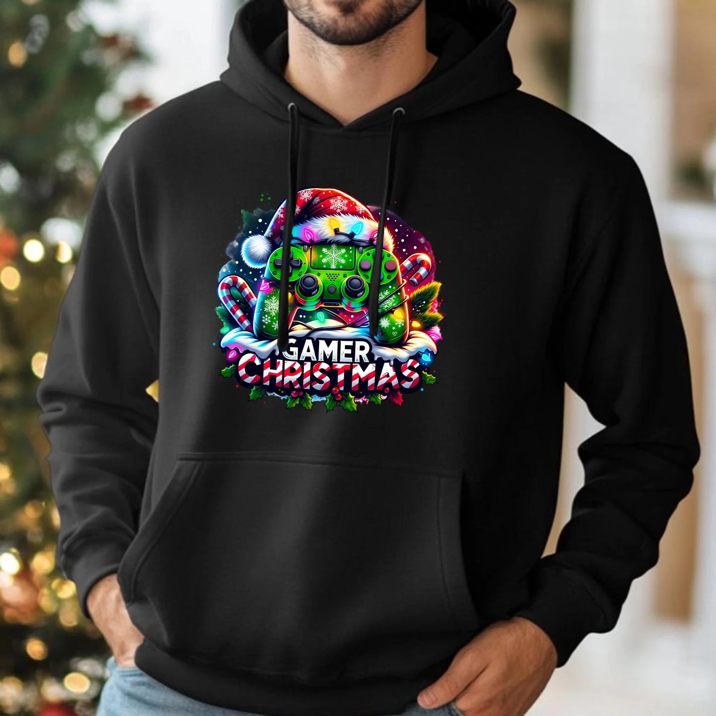 Bluza męska z kapturem świąteczna - prezent dla gracza - Christmas gamer BN22 - StoryCups.pl