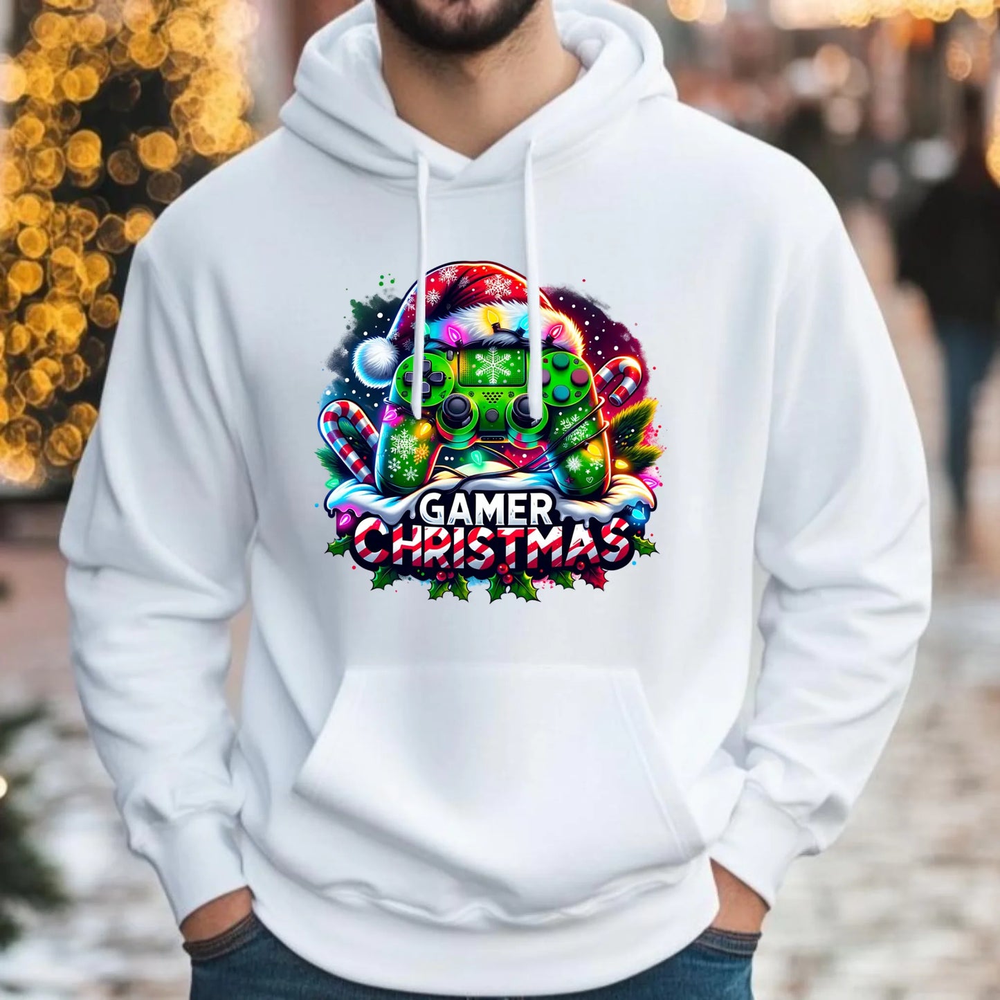 Bluza męska z kapturem świąteczna - prezent dla gracza - Christmas gamer BN22 - StoryCups.pl