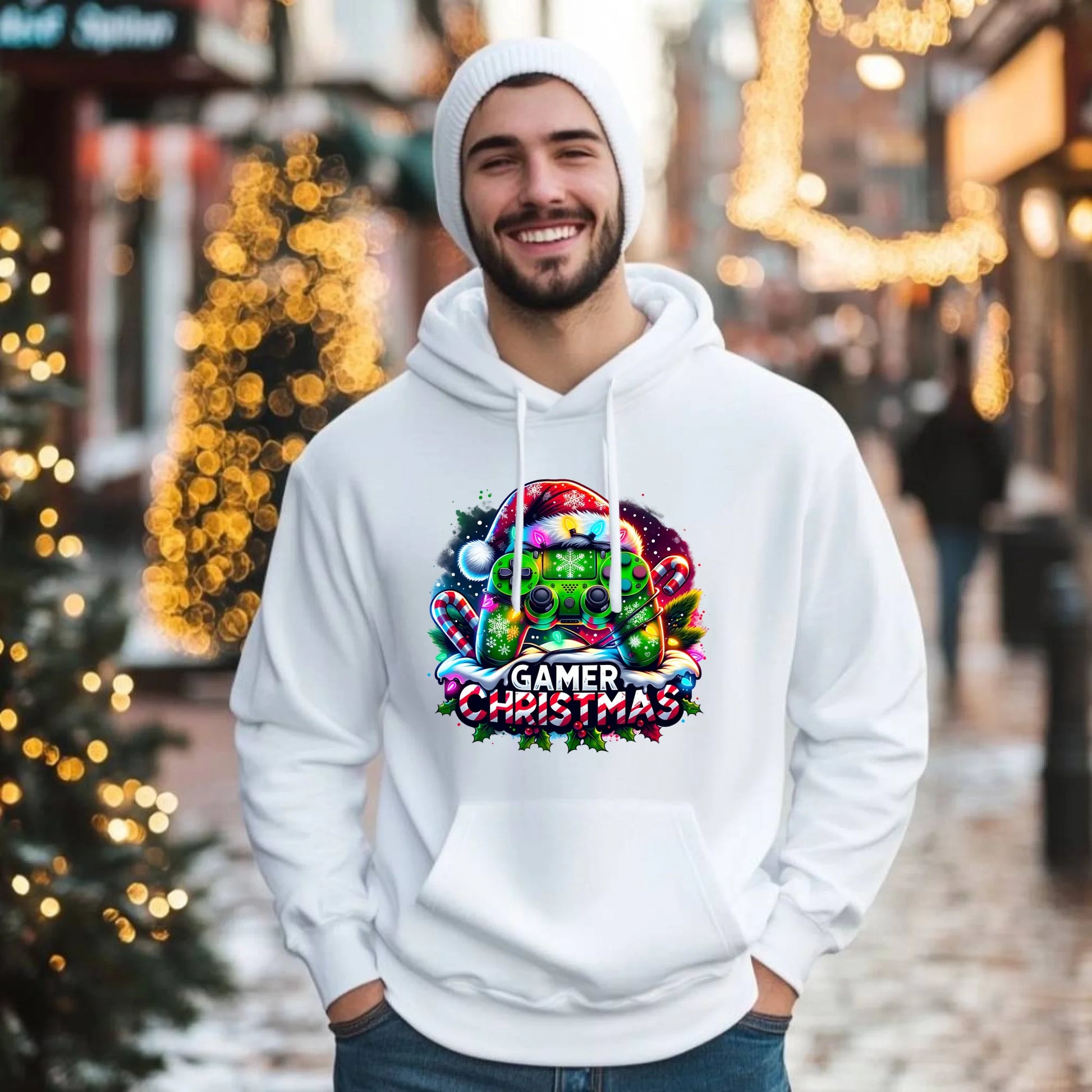Bluza męska z kapturem świąteczna - prezent dla gracza - Christmas gamer BN22 - StoryCups.pl