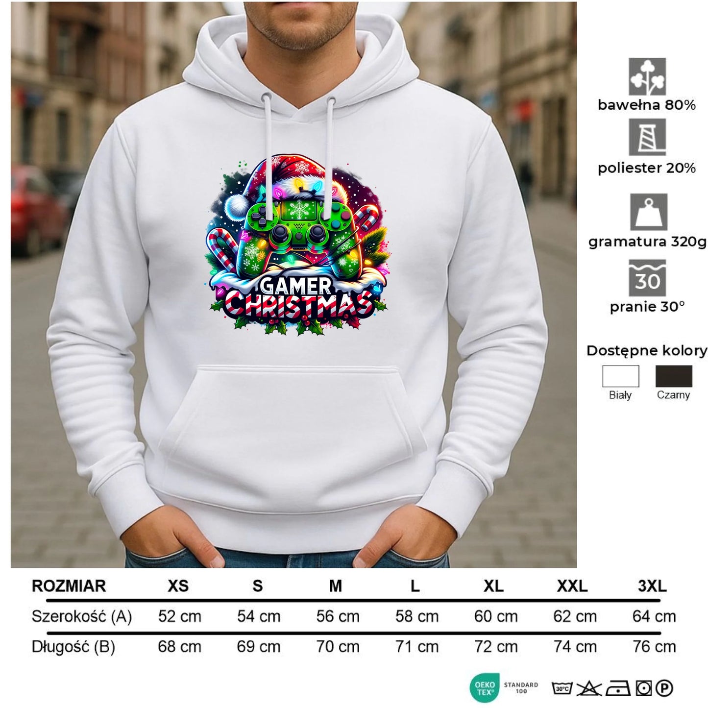 Bluza męska z kapturem świąteczna - prezent dla gracza - Christmas gamer BN22 - StoryCups.pl