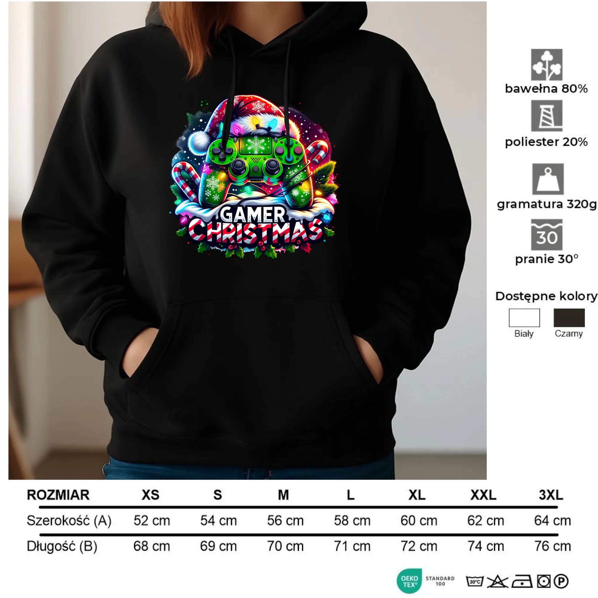 Bluza damska z kapturem świąteczna - prezent dla gracza - Christmas gamer BN22 - StoryCups.pl