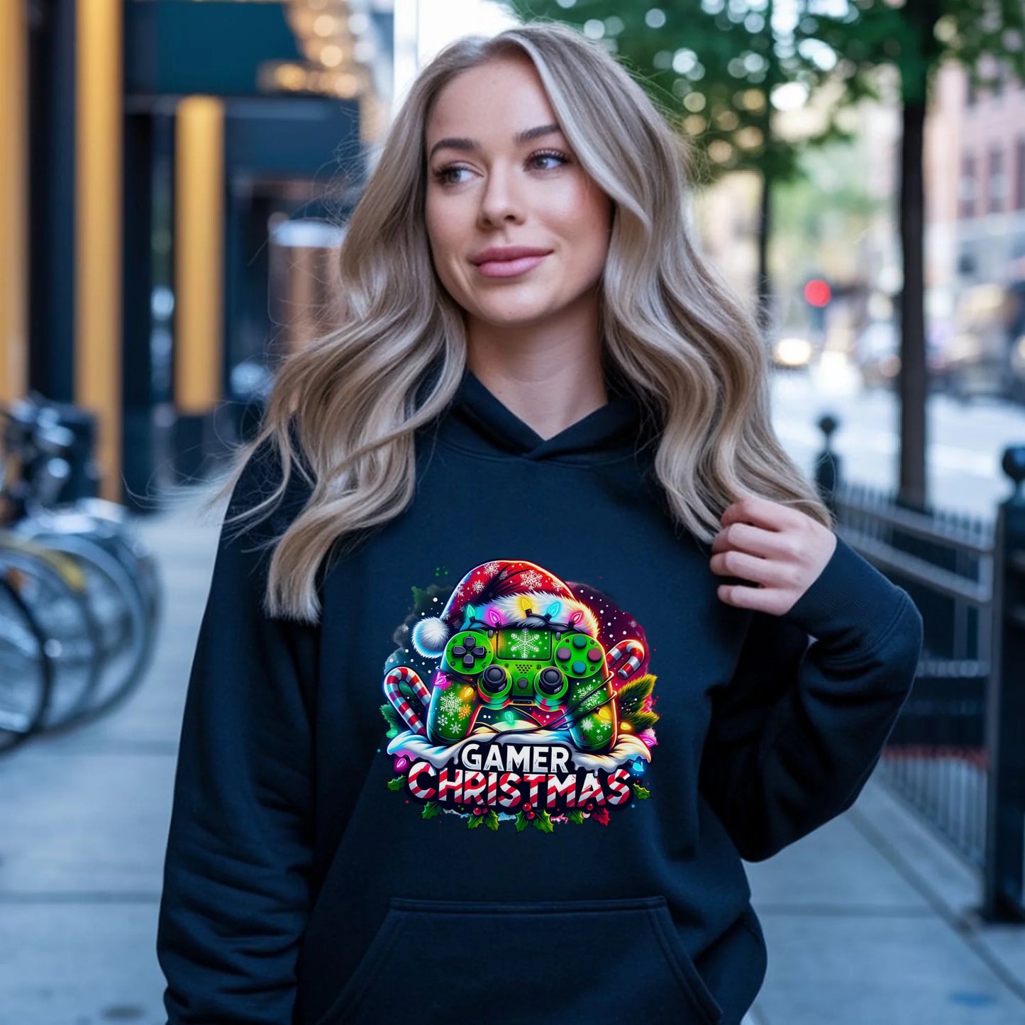 Bluza damska z kapturem świąteczna - prezent dla gracza - Christmas gamer BN22 - StoryCups.pl