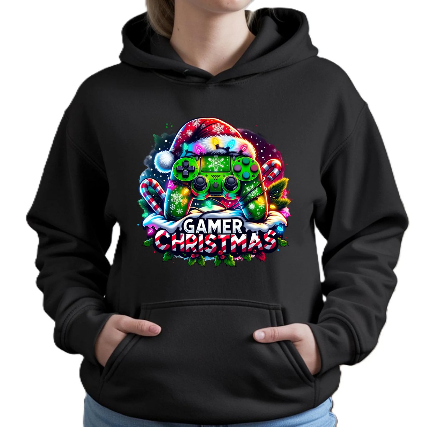 Bluza damska z kapturem świąteczna - prezent dla gracza - Christmas gamer BN22 - StoryCups.pl