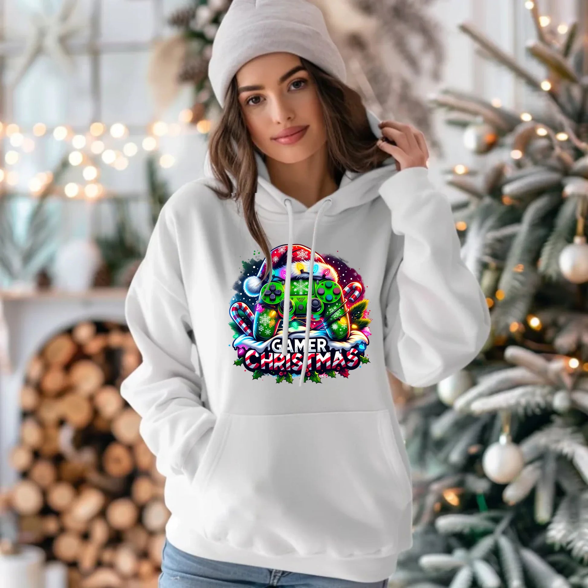Bluza damska z kapturem świąteczna - prezent dla gracza - Christmas gamer BN22 - StoryCups.pl