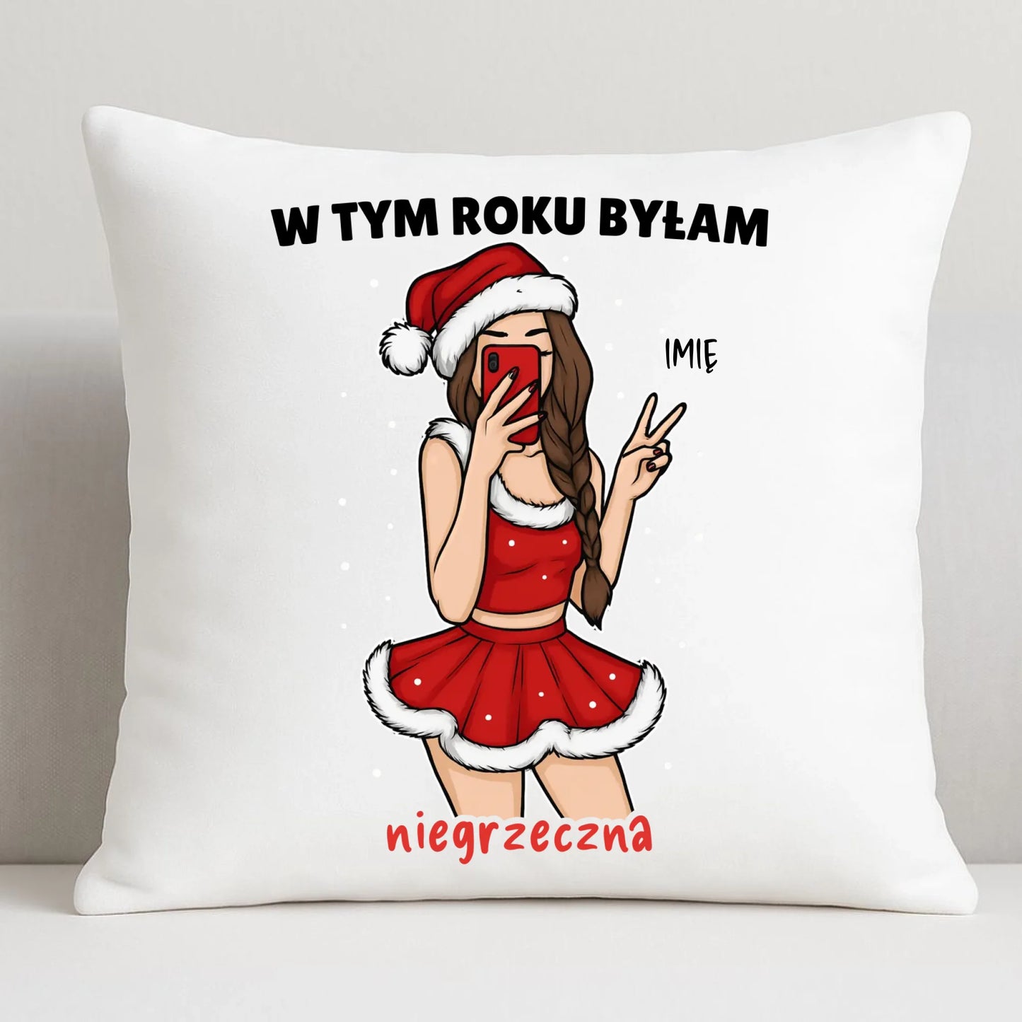 Poduszka świąteczna - W tym toku byłam niegrzeczna - personalizowana BN21 - StoryCups.pl