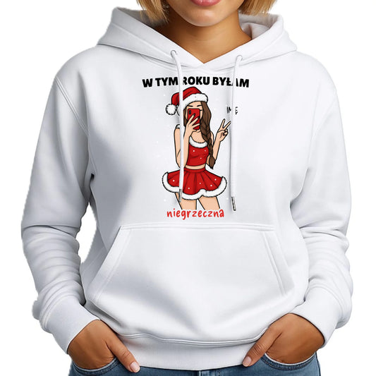 Bluza damska z kapturem świąteczna - W tym toku byłam niegrzeczna - personalizowana BN21 - StoryCups.pl