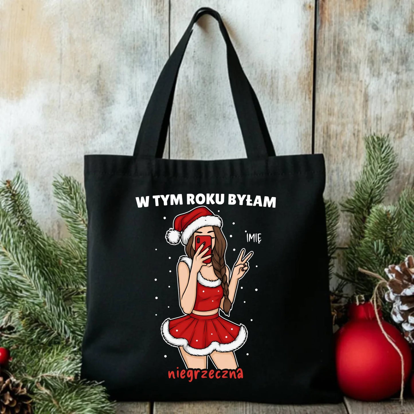 Torba świąteczna - W tym toku byłam niegrzeczna - personalizowana BN21 - StoryCups.pl