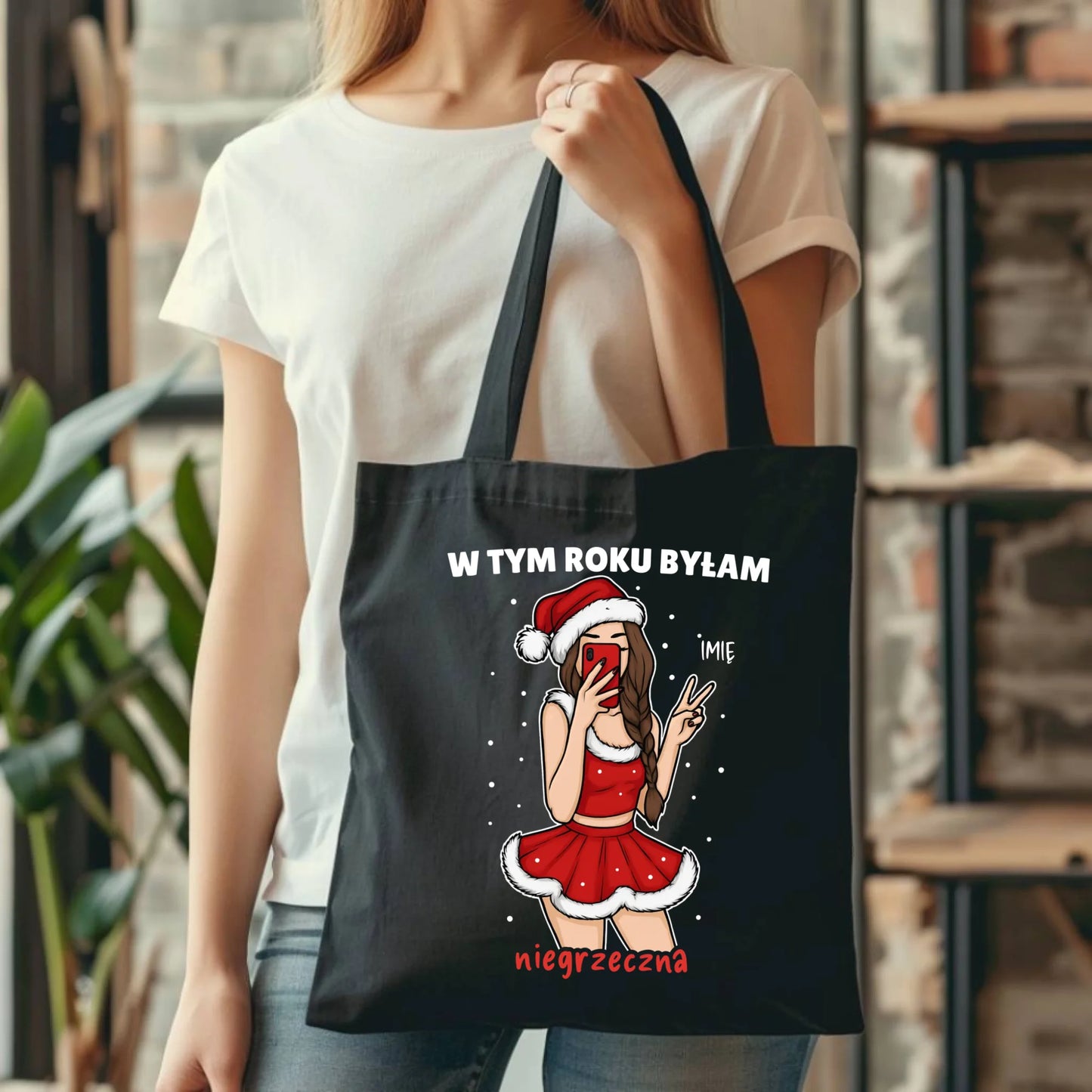 Torba świąteczna - W tym toku byłam niegrzeczna - personalizowana BN21 - StoryCups.pl