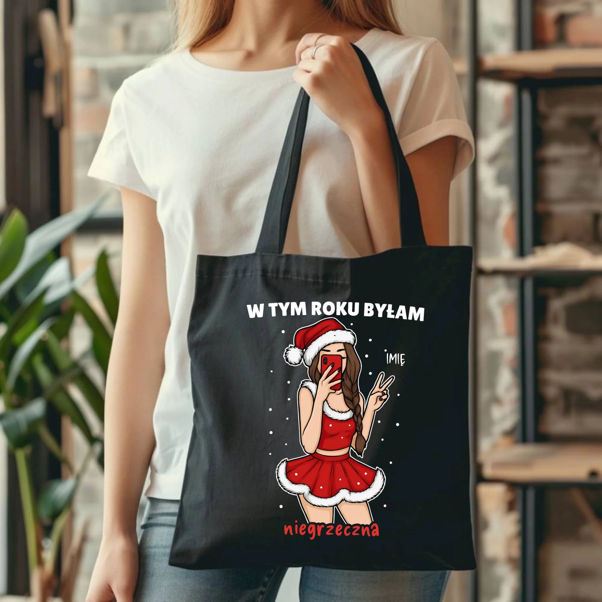 Torba świąteczna - W tym toku byłam niegrzeczna - personalizowana BN21 - StoryCups.pl