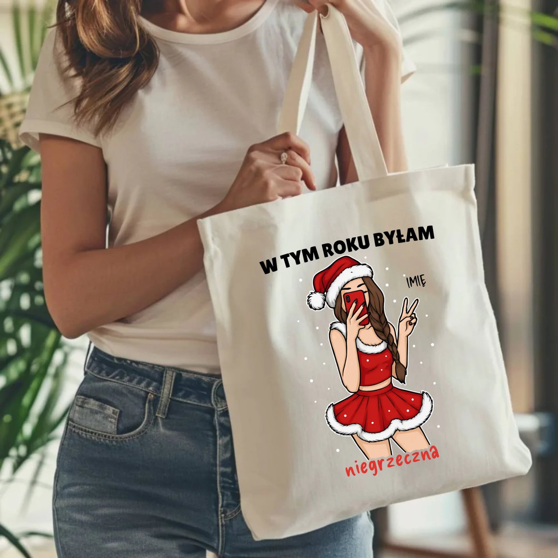 Torba świąteczna - W tym toku byłam niegrzeczna - personalizowana BN21 - StoryCups.pl
