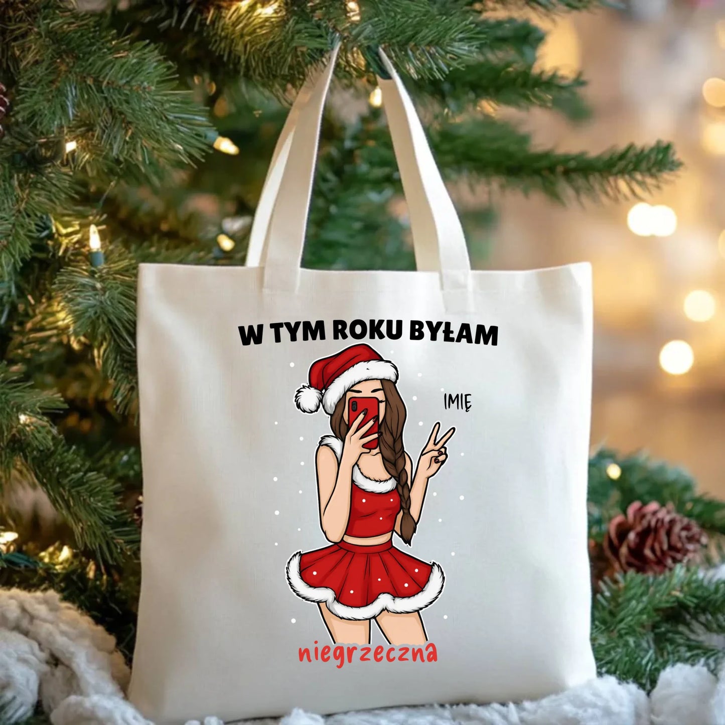 Torba świąteczna - W tym toku byłam niegrzeczna - personalizowana BN21 - StoryCups.pl