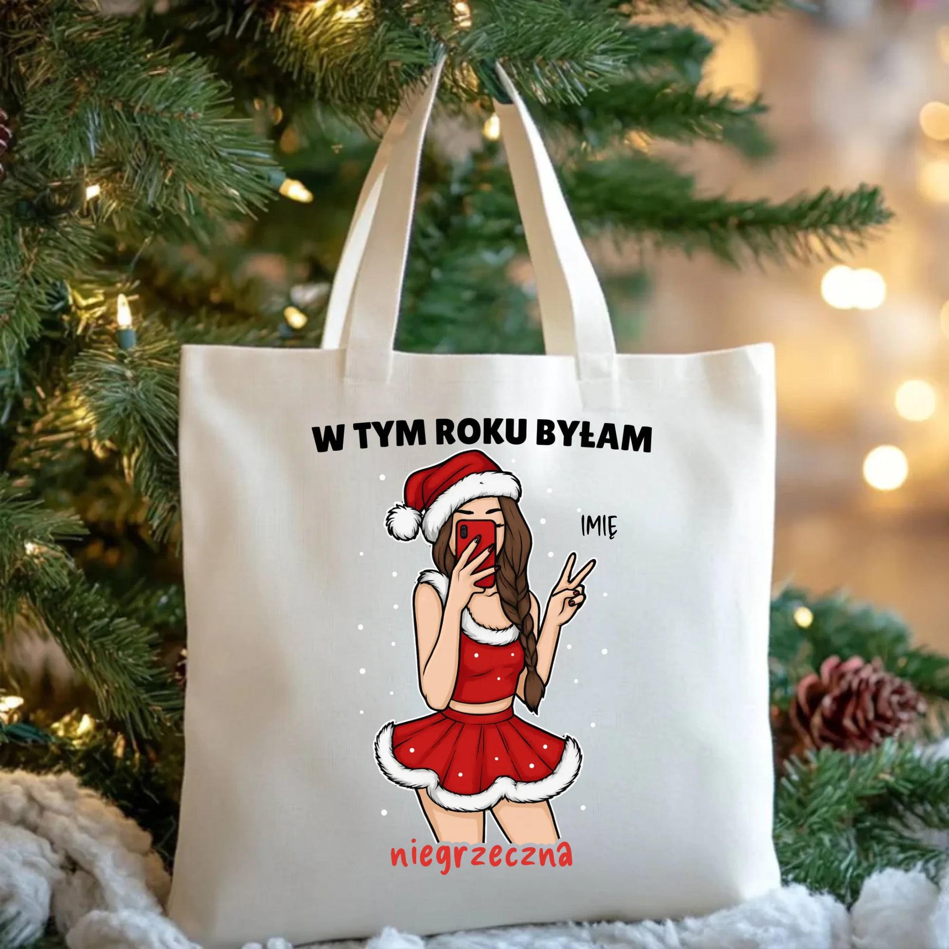 Torba świąteczna - W tym toku byłam niegrzeczna - personalizowana BN21 - StoryCups.pl