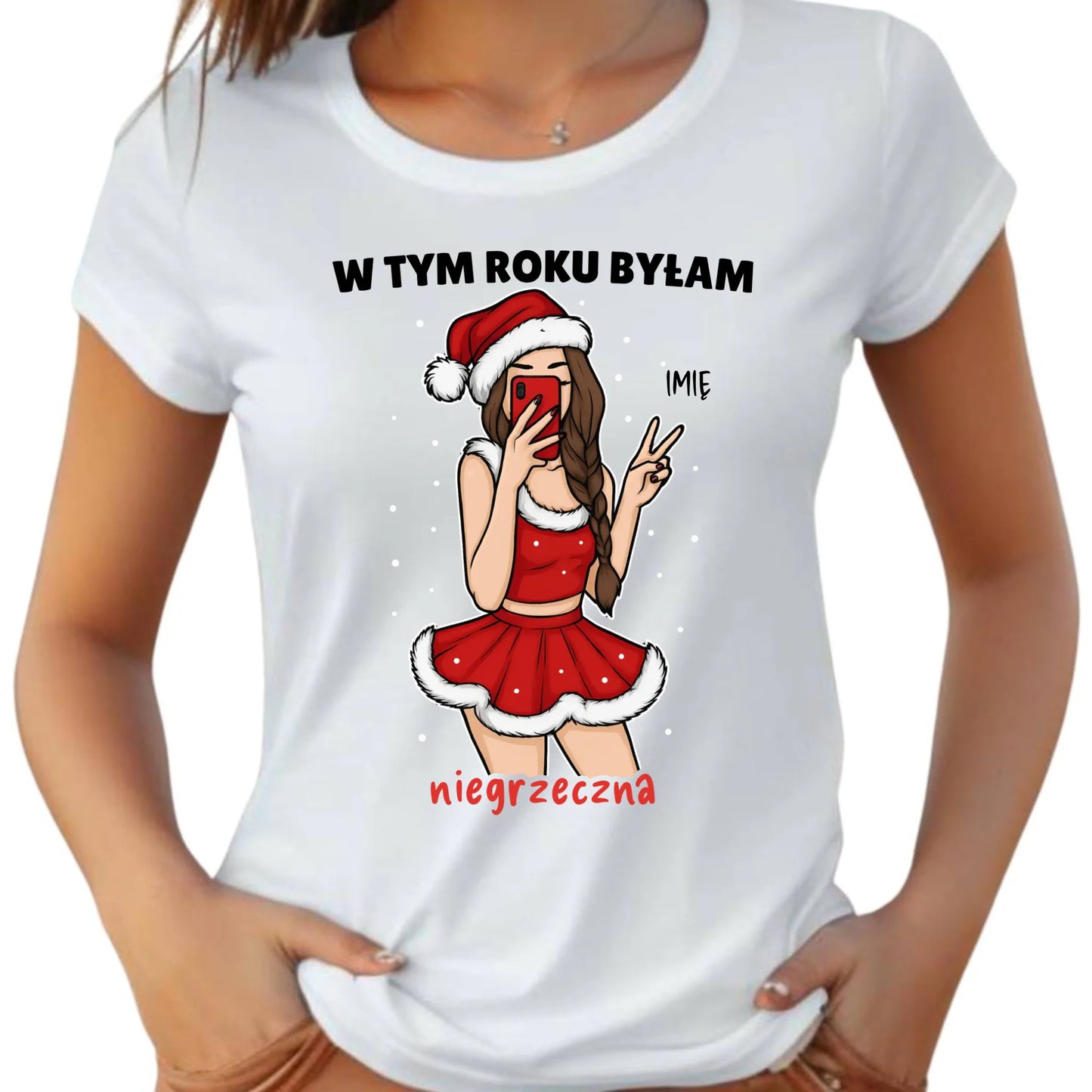 Koszulka damska świąteczna - W tym toku byłam niegrzeczna - personalizowana BN21 - StoryCups.pl