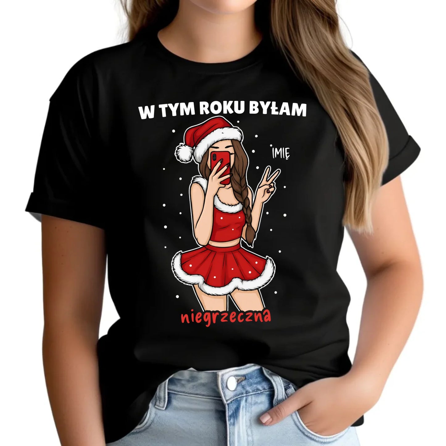 Koszulka damska świąteczna - W tym toku byłam niegrzeczna - personalizowana BN21 - StoryCups.pl