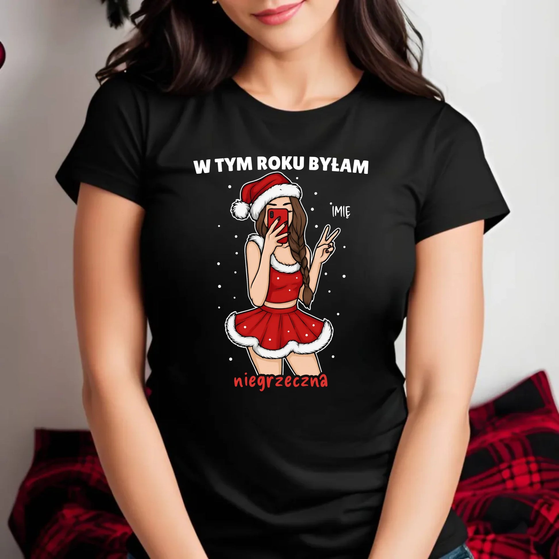 Koszulka damska świąteczna - W tym toku byłam niegrzeczna - personalizowana BN21 - StoryCups.pl