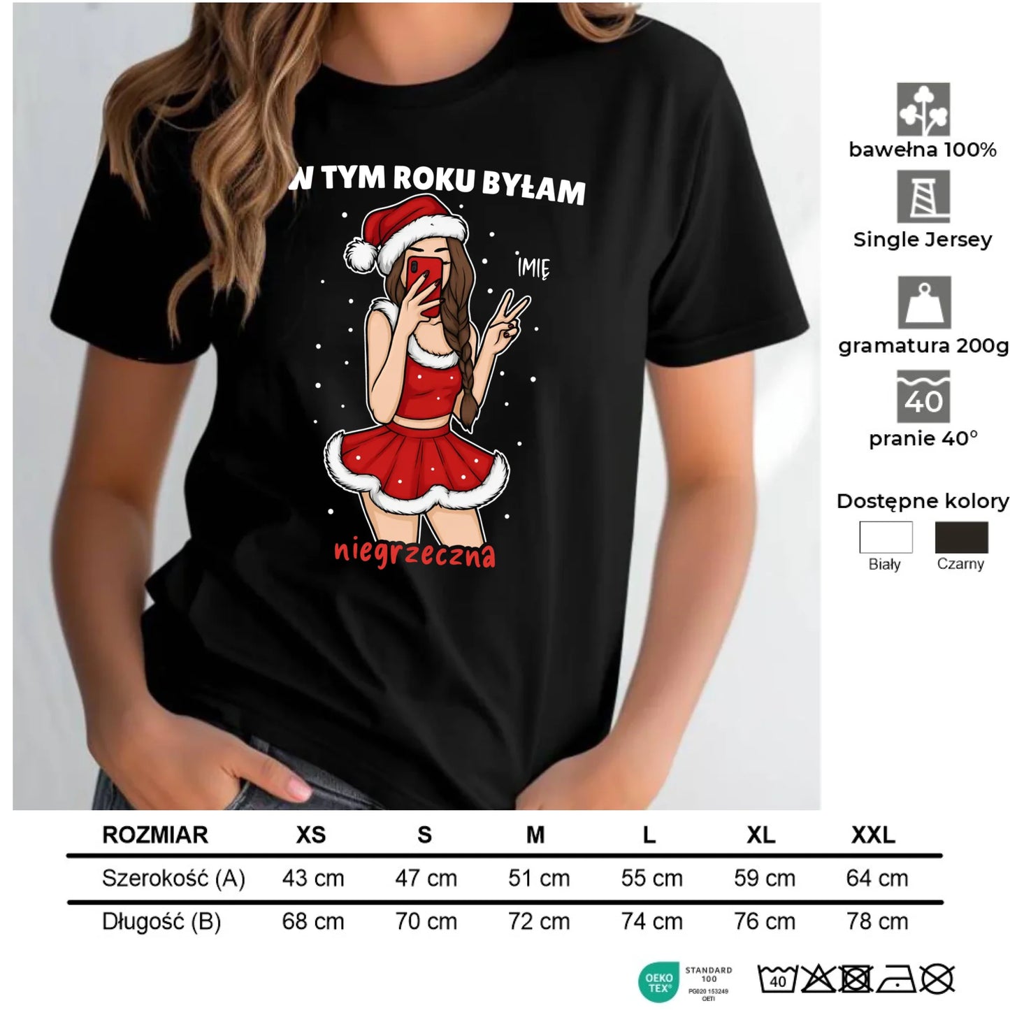 Koszulka damska świąteczna - W tym toku byłam niegrzeczna - personalizowana BN21 - StoryCups.pl