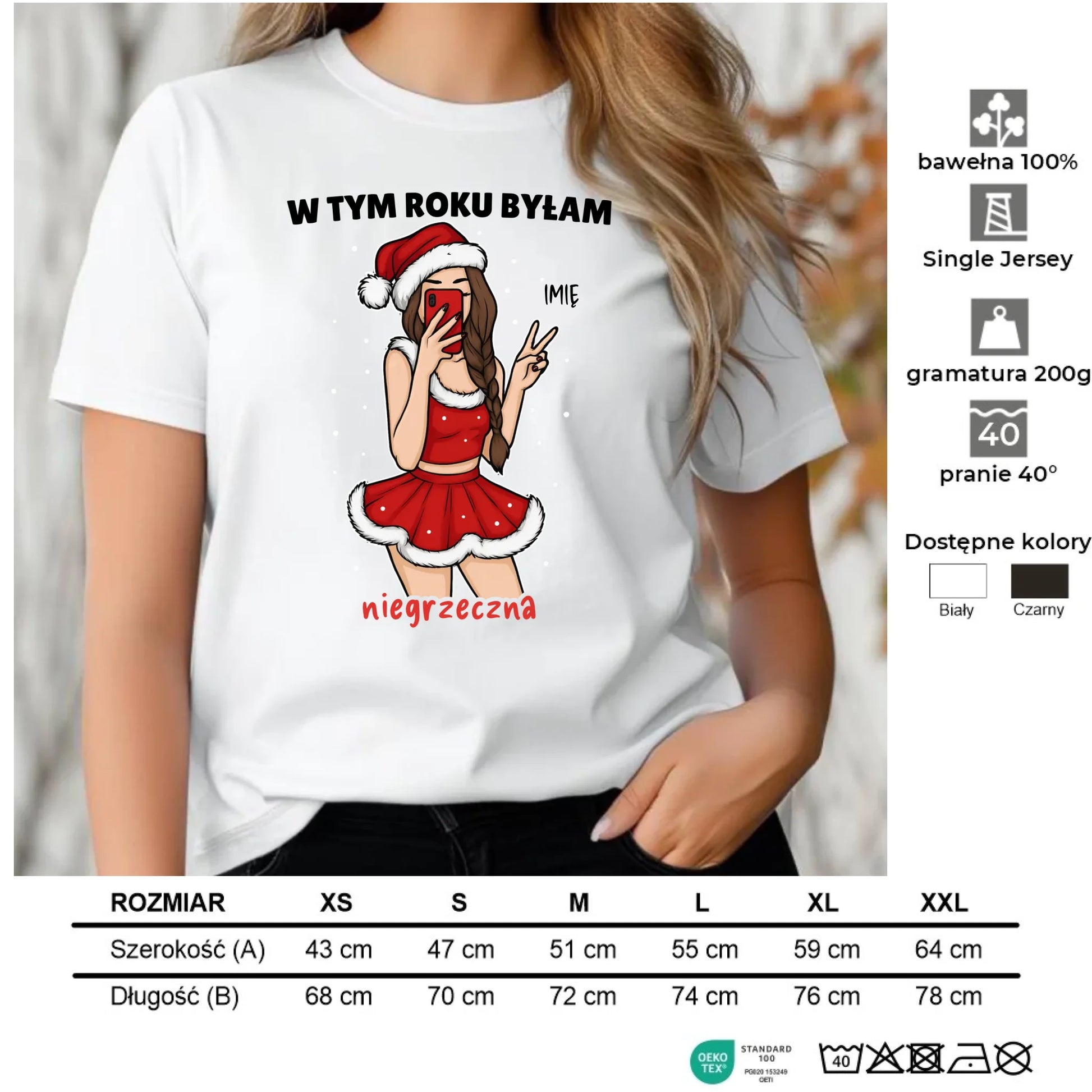 Koszulka damska świąteczna - W tym toku byłam niegrzeczna - personalizowana BN21 - StoryCups.pl